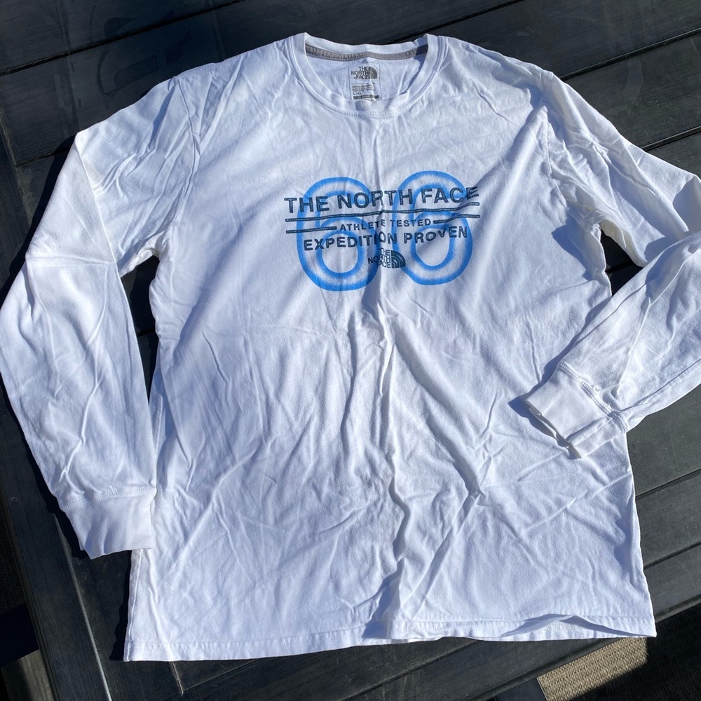 The North Face White Tee with Blue Graphic '66' Logo